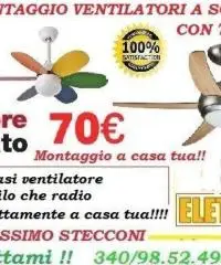Montaggio ventilatore a soffitto con telecomando a Roma