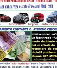 Acquisto auto usate anni 2004-2013 pagamento immediato