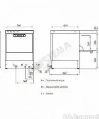 Lavastoviglie 26 lt. - Cesti 500x500 mm - Dosatori inclusi