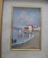 Piccolo quadro impressionista rappresentante un lido della c - Napoli - 2